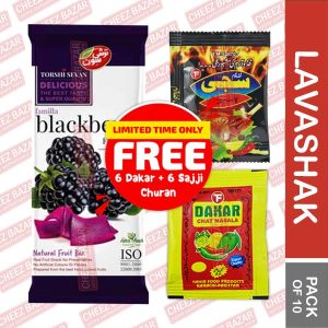 Torshi Sevan Blackberry Lavashak Fruit Bar – Pack of 10 + Free Dakar & Sajji Chaat Masala