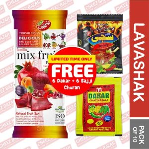 Torshi Sevan Mix Fruits Lavashak Fruit Bar – Pack of 10 + Free Dakar & Sajji Chaat Masala