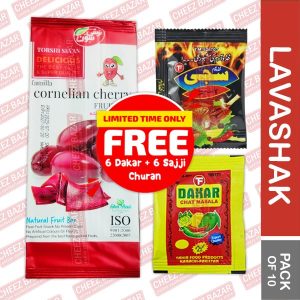 Torshi Sevan Cornelian Cherry Lavashak Fruit Bar – Pack of 10 + Free Dakar & Sajji Chaat Masala
